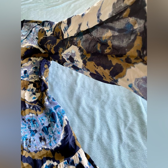 Anthropologie Othilia Blue Tiered Ruffled Maxi Dress Long Sleeve Size L - Picture 7 of 8